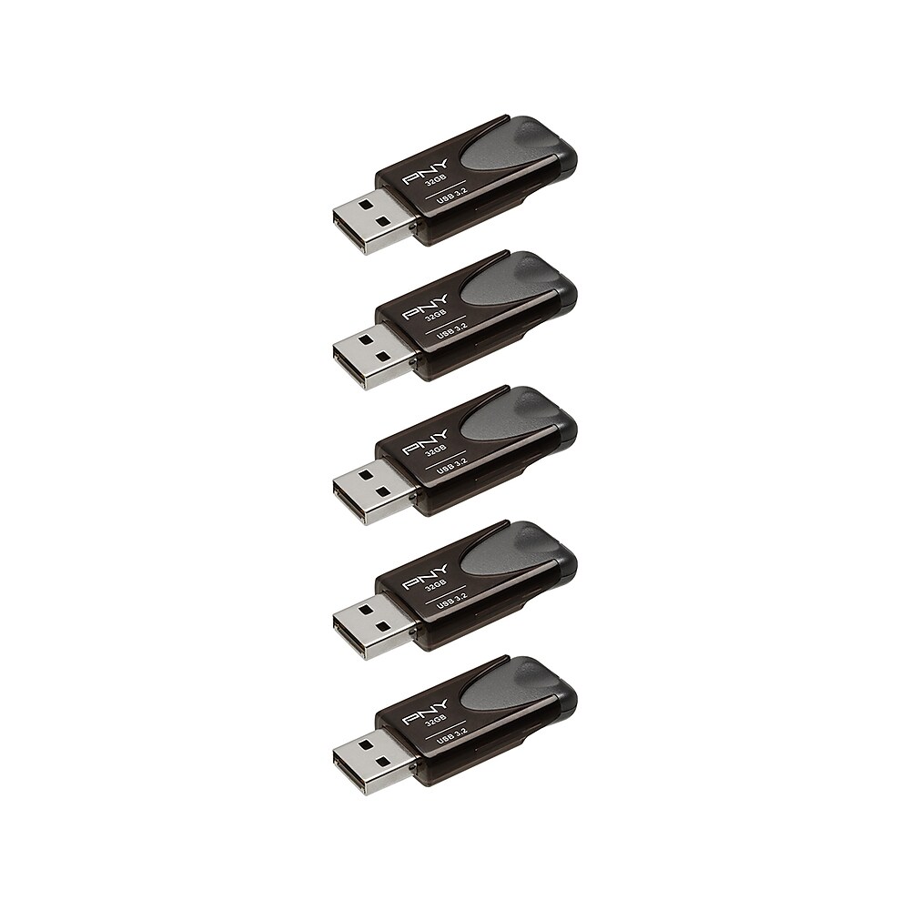 PNY® Elite Turbo Attaché 4 USB-A 3.2 flash drive, 32GB, 5/pk