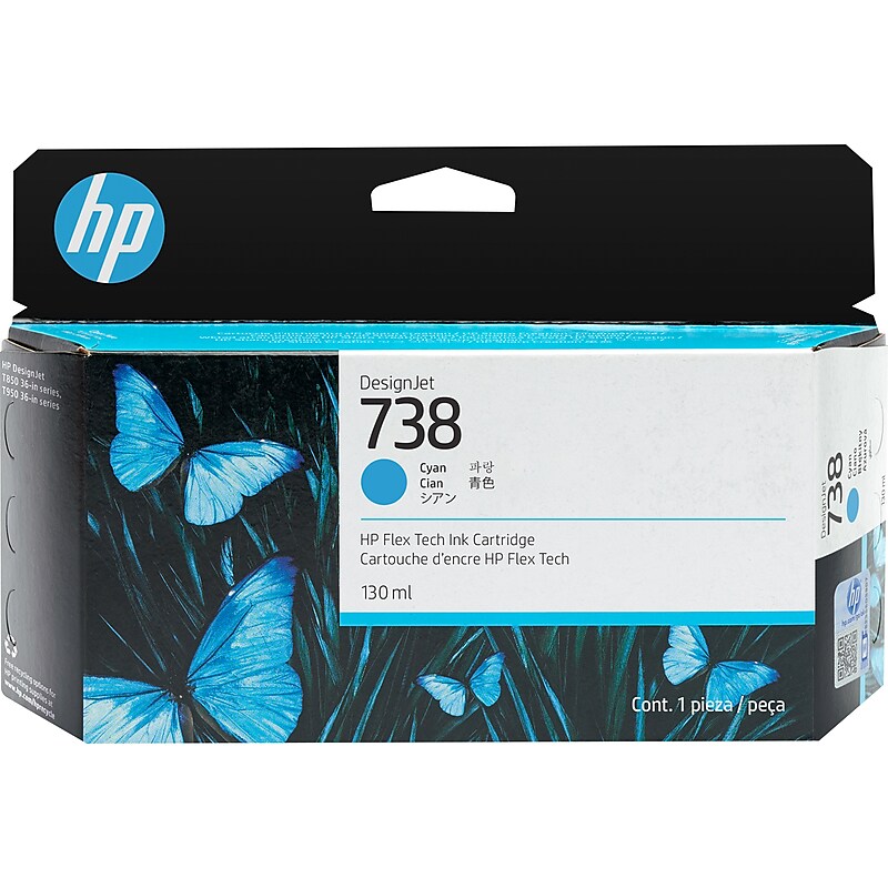 HP 738 Cyan Standard Yield Ink Cartridge (498N5A) image 1
