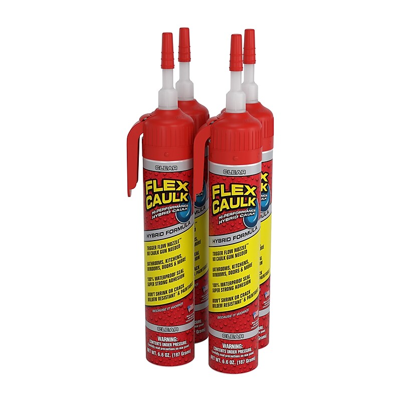 Flex Caulk High Performance Hybrid Caulk, Clear, 6.6 oz., 4/Pack (CFSCLRR675-CS) image 1