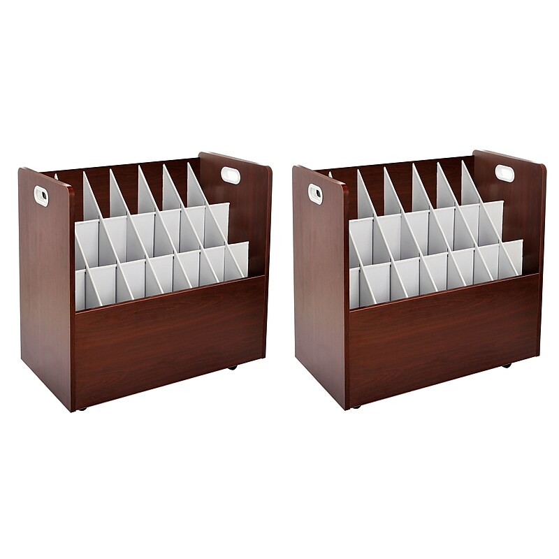 AdirOffice 21-Slot Mobile Roll File, 28.5"H x 30"W x 15.75"D, Mahogany, 2/Pack (625-MA-2PK) image 1
