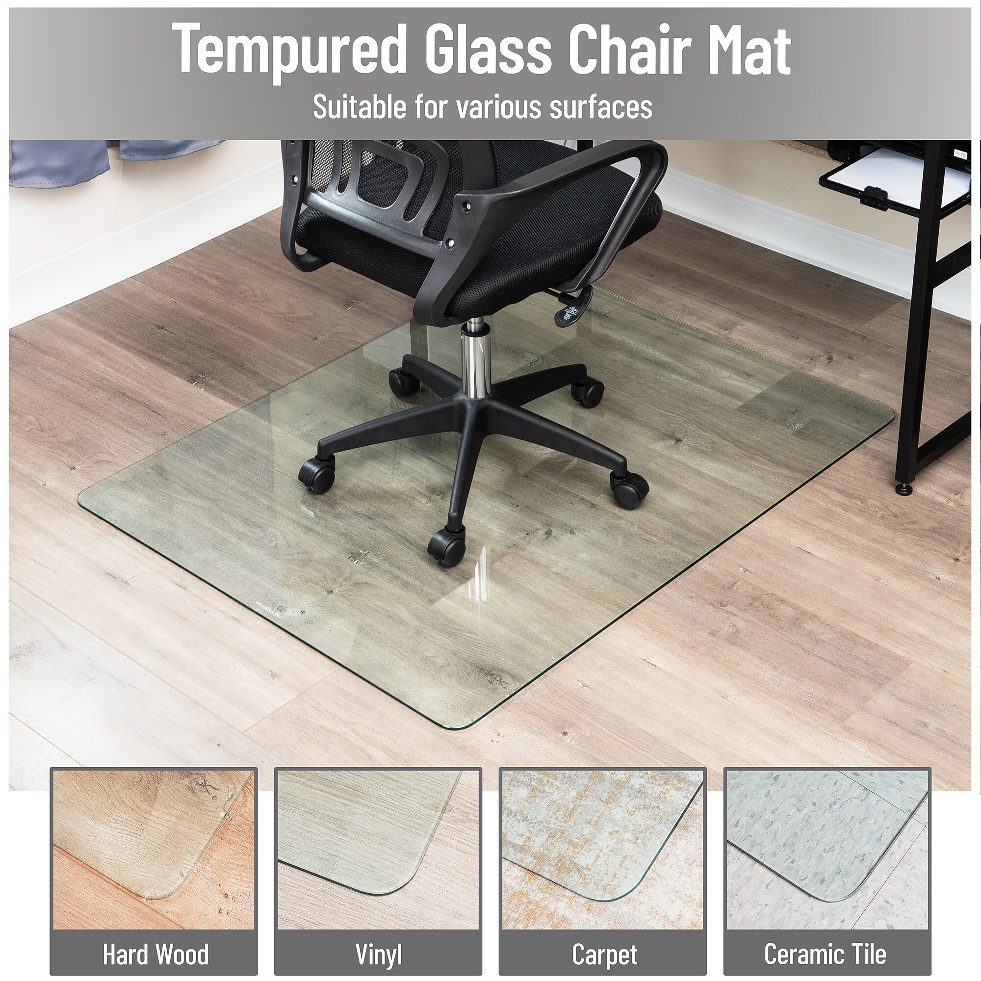 Mind Reader Carpet & Hard Floor Chair Mat, 36″ x 46″, Clear Tempered Glass (TGC4636-CLR) Sansujyuku sansujyuku.com
