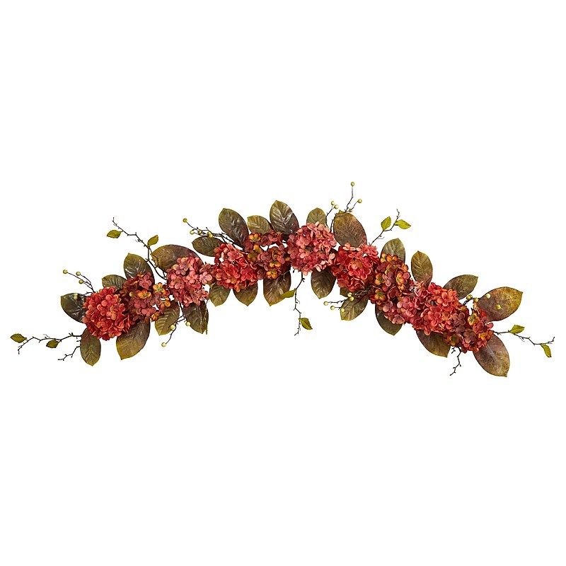 Nearly Natural 6' Fall Hydrangea and Berry Artificial Autumn Garland (W1227) image 1