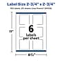 Avery Laser/Inkjet Square Waterproof Multipurpose Labels, 2.75"  x 2.75", White, 150/Pack (94109)~#|#~781A97C4-0923-4DD7-806FC12C160B31FF_sc7