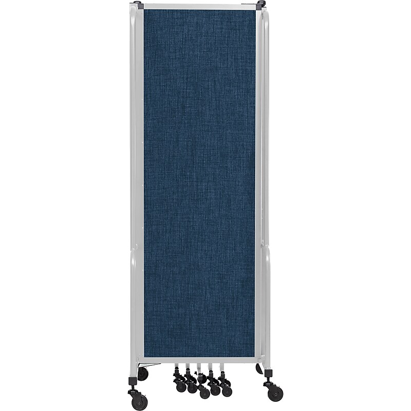 National Public Seating Robo Series 7-Panel Folding Mobile Room Divider, 72"H x 164"W, Blue Fabric (RDG6-7PT04) image 1