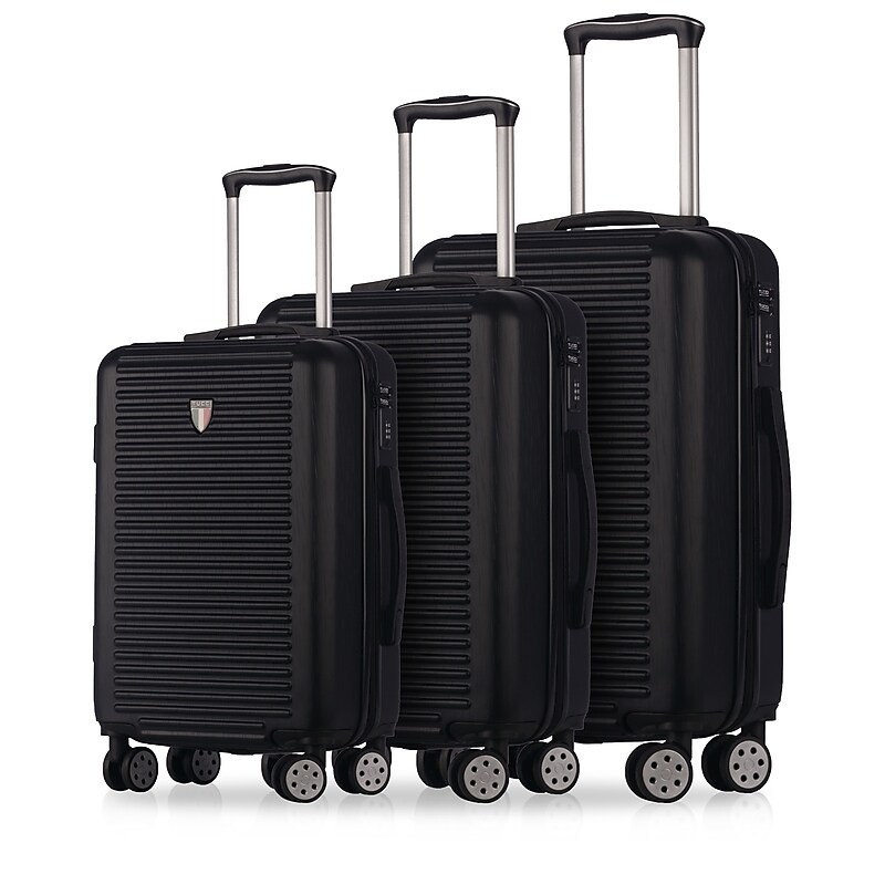 TUCCI 3-Piece Hardside Spinner Carry-On Luggage Set, TSA Checkpoint Friendly, Blacck (T0280-03PC-BLK) image 1