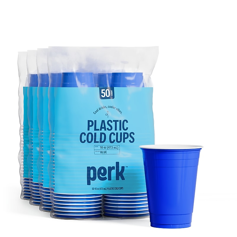 Perk™ Plastic Cold Cup, 16 Oz., Blue, 500/Carton (PK45561CT) image 1