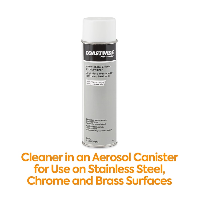 Stainless Steel Cleaner and Maintainer, Fresh and Clean, 16 oz Aerosol Spray, 6/Carton