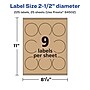 Avery Laser/Inkjet Multipurpose Circle Labels, 2.5" Dia, Kraft Brown, 225/Pack (94502)~#|#~78552FD7-F658-40CC-8501FA8CFE0E5D4A_sc7