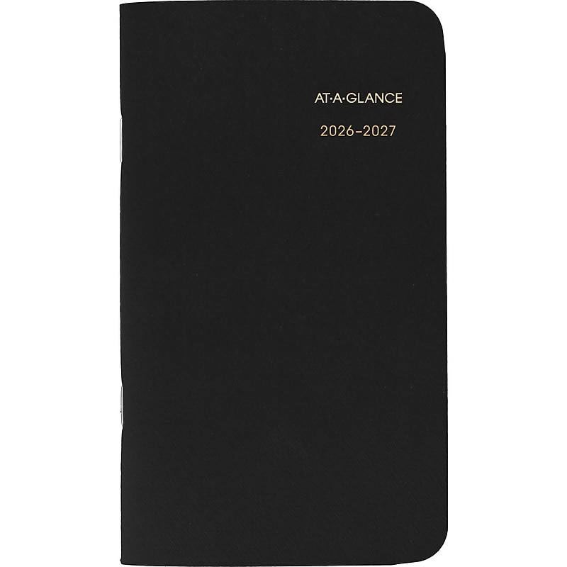 2026-2027 AT-A-GLANCE 3.5" x 6" Monthly Planner, Faux Leather Cover, Black (70-024-05-26) image 1