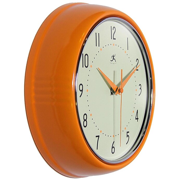 Infinity Instruments Round Retro Wall Clock, Aluminum, 9.5