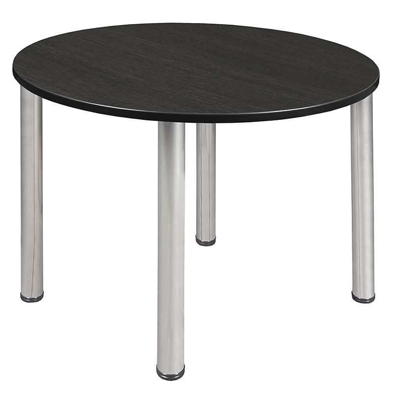 Regency Kee 48" Round Laminate Breakroom Table, Ash Grey/Chrome (TB48RNDAGBPCM) image 1