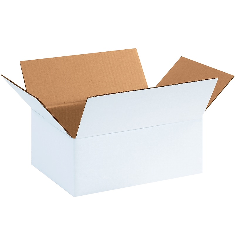 11.75" x 8.75" x 4.75" Shipping Boxes, 32 ECT, White, 25/Bundle (1184SCW) image 1