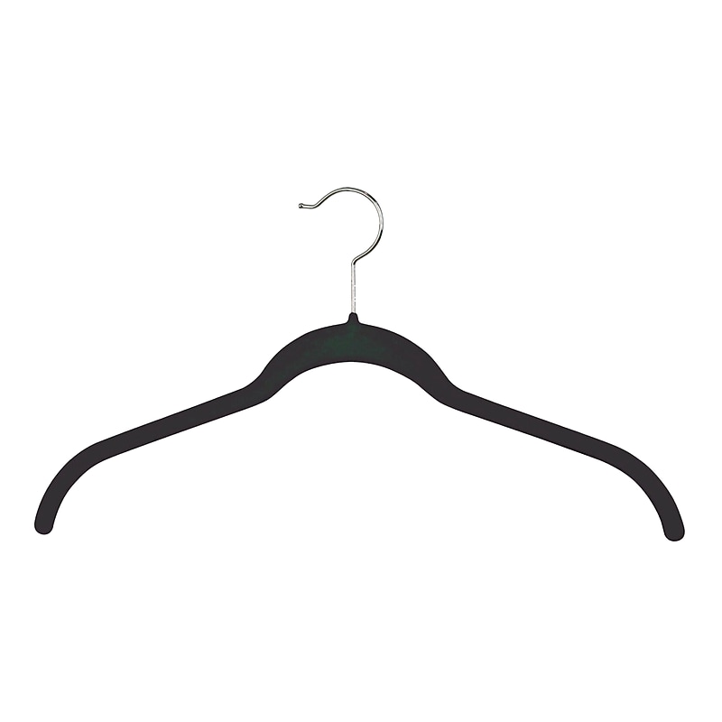 Nahanco 17 3/8" Velvet Slimline Top Hanger, Black, 100/Box (HSL17SB) image 1