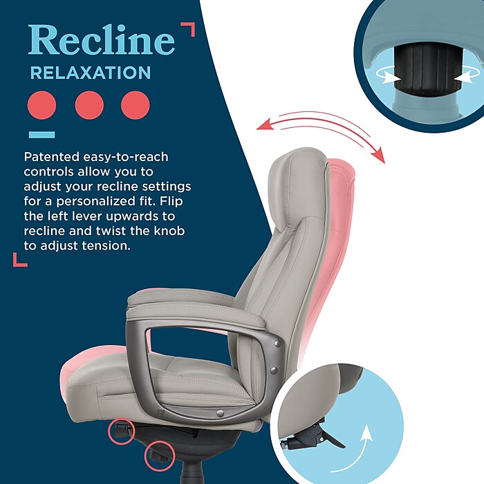 La-Z-Boy Arcadian Ergonomic Bonded Leather Swivel Executive Chair, Beige  (60008-BGE) | Staples