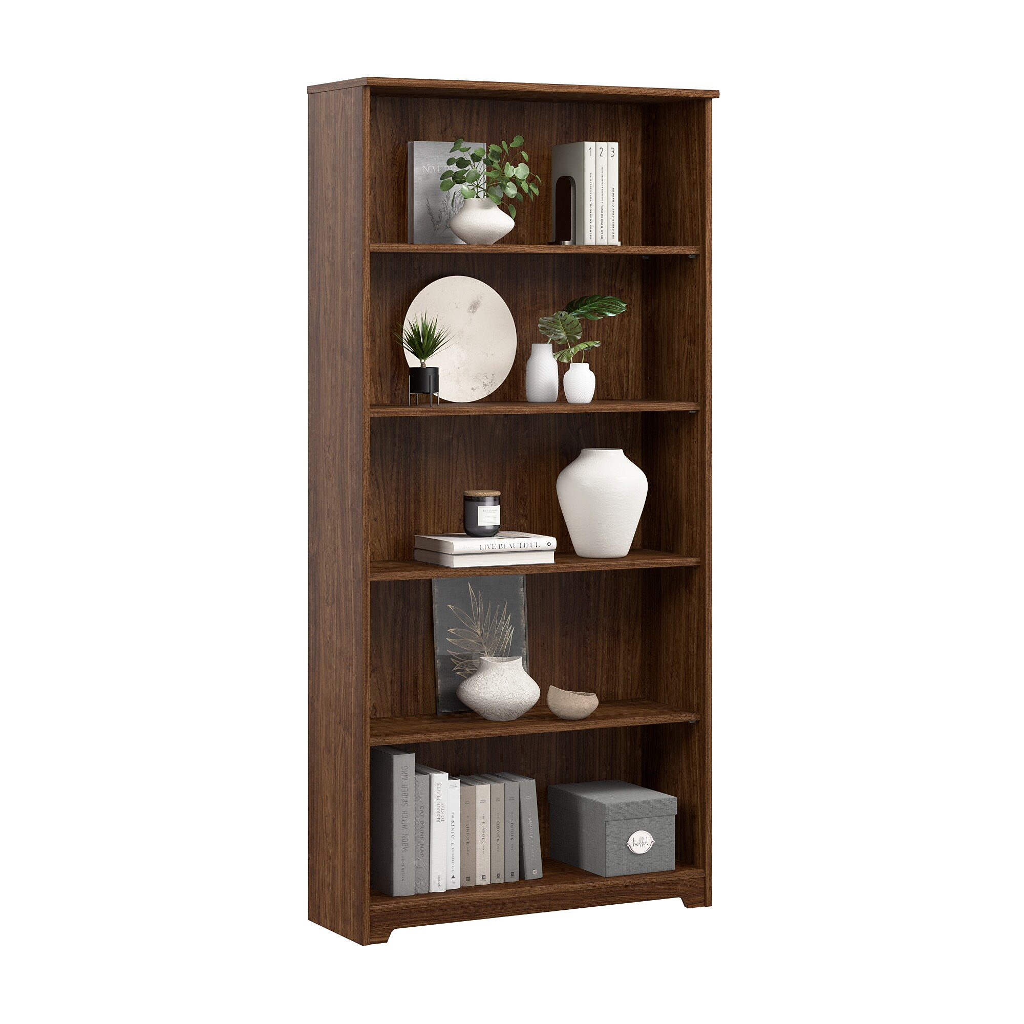 Bush Home Cabot Tall 5 Shelf Bookcase, Modern Walnut (WC31066) Sansujyuku sansujyuku.com