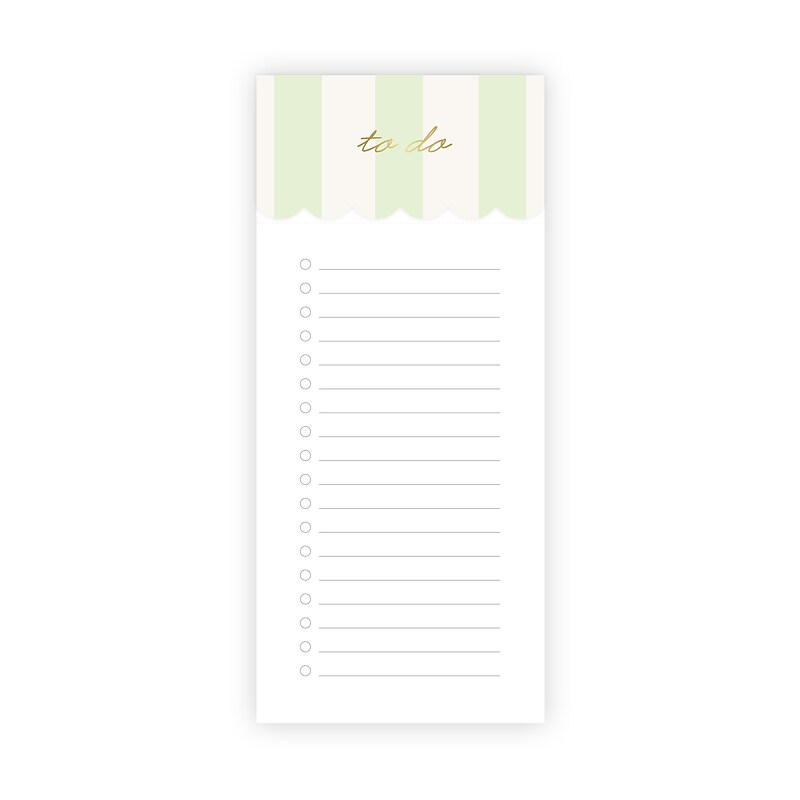 lake + loft Checklist Notepad, 4” x 9”, Beachy Stripe Cucumber, 100 Sheets (DCSWNP-003) image 1