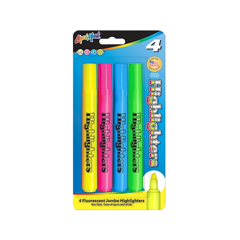 Liqui-Mark Brite Spots Tank Highlighters, Chisel Tip, Assorted Colors, 4/Pack (41580) image 1