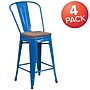 Flash Furniture Lily Contemporary Metal Vertical Back Counter Height Stool, Blue, 4-Pieces/Pack (4CH3132024GBBLW)~#|#~7891B862-A372-4B5C-88D379E3A84B4718_sc7