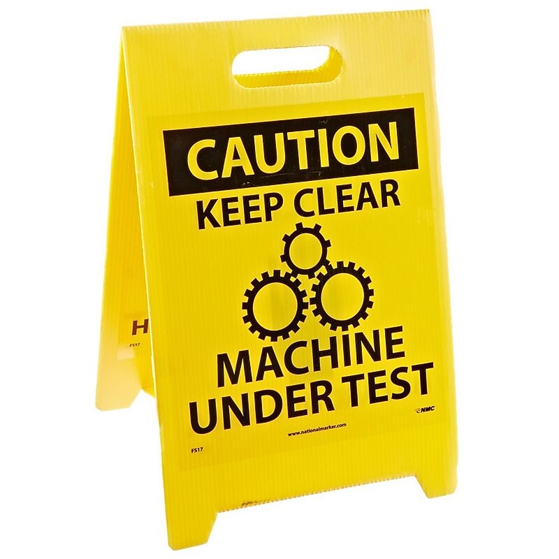 Floor Sign, Dbl Side, Caution Keep Clear Machine Under Test Caution Keep Clear Hazardous Area, 20X12 image 1
