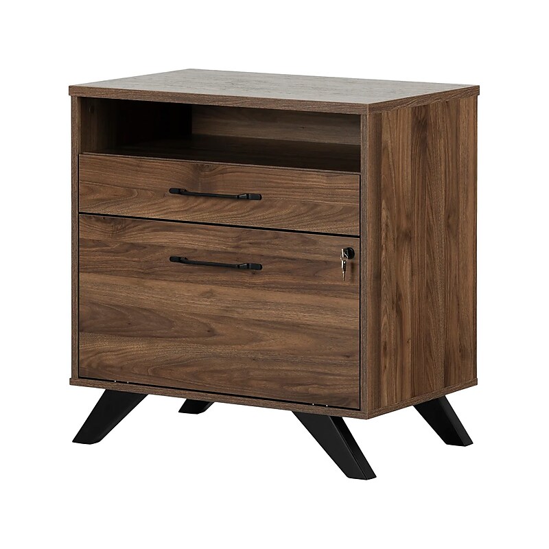 South Shore Helsy 2-Drawer Lateral File Cabinet, Letter/Legal Size, Lockable, 30.25"H x 29"W x 18.5"D, Natural Walnut (13313) image 1