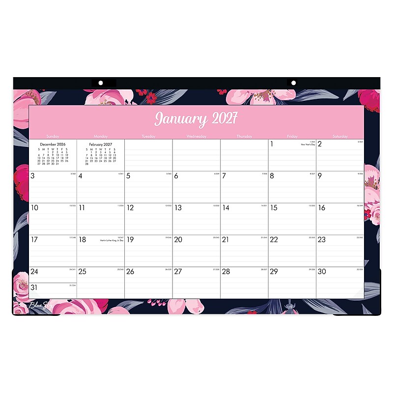 2027 Blue Sky Mimi Pink 17" x 11" Monthly Desk Pad Calendar, Pink (148626-27) image 1