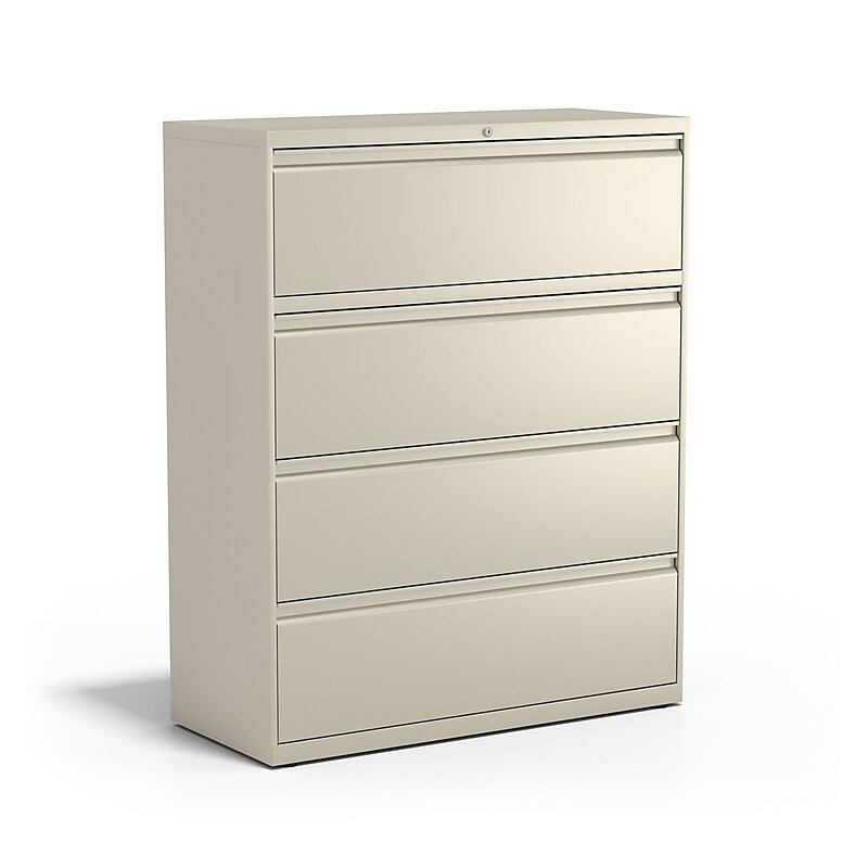Staples 4-Drawer Lateral File Cabinet, Letter/Legal Size, Lockable, 52.36"H x 42"W x 18.62"D, Putty (60928/17459) image 1