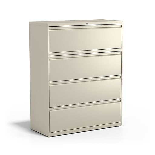 Staples Commercial 4 File Drawers Lateral Cabinet Locking Putty Beige Letter Legal 42 13 W 20062d