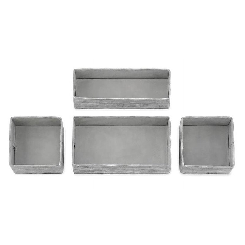 Whitmor Fabric Drawer Organizers, Gray, 4/Set (5455-9871) image 1