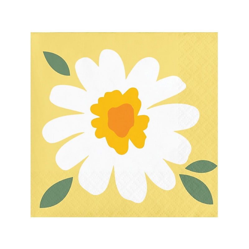 Creative Converting Sweet Daisy Party Beverage Napkin, Yellow/White, 48/Pack (DTC372467BNAP) image 1