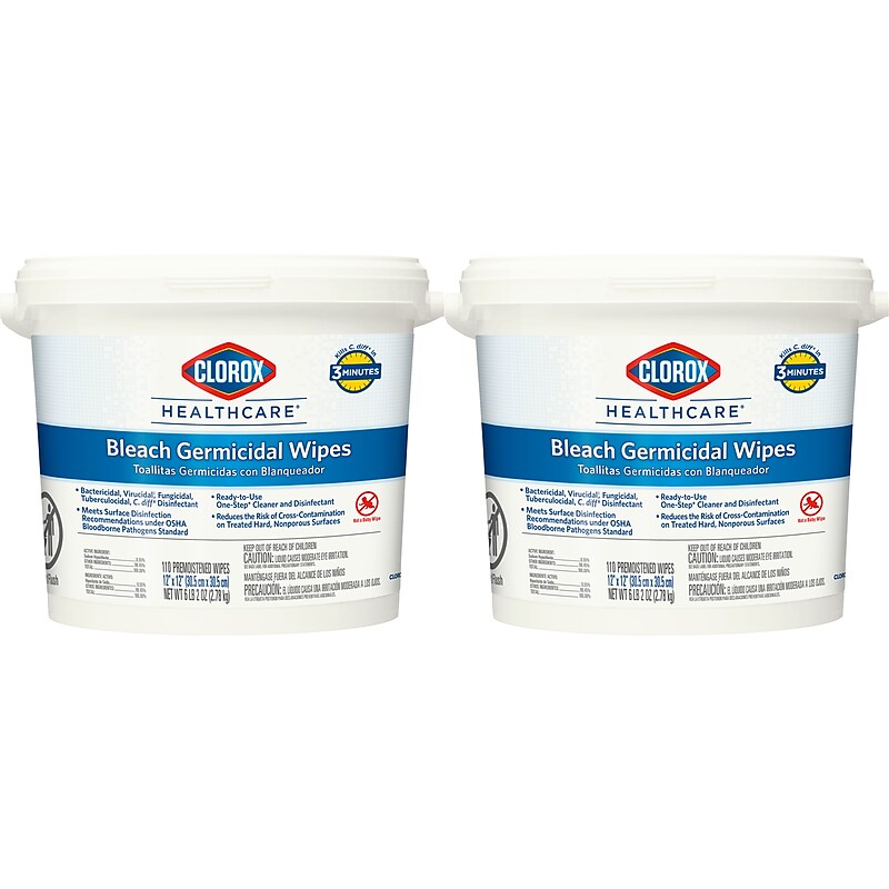 Clorox Healthcare Disinfecting Wipes, 110 Wipes/Container, 2/Carton (30358CT) image 1