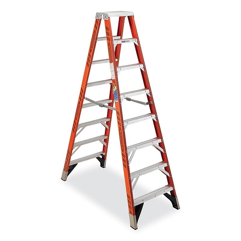 Werner 8' Fiberglass Twin Step Ladder, 375 lbs. Capacity (T7404) image 1