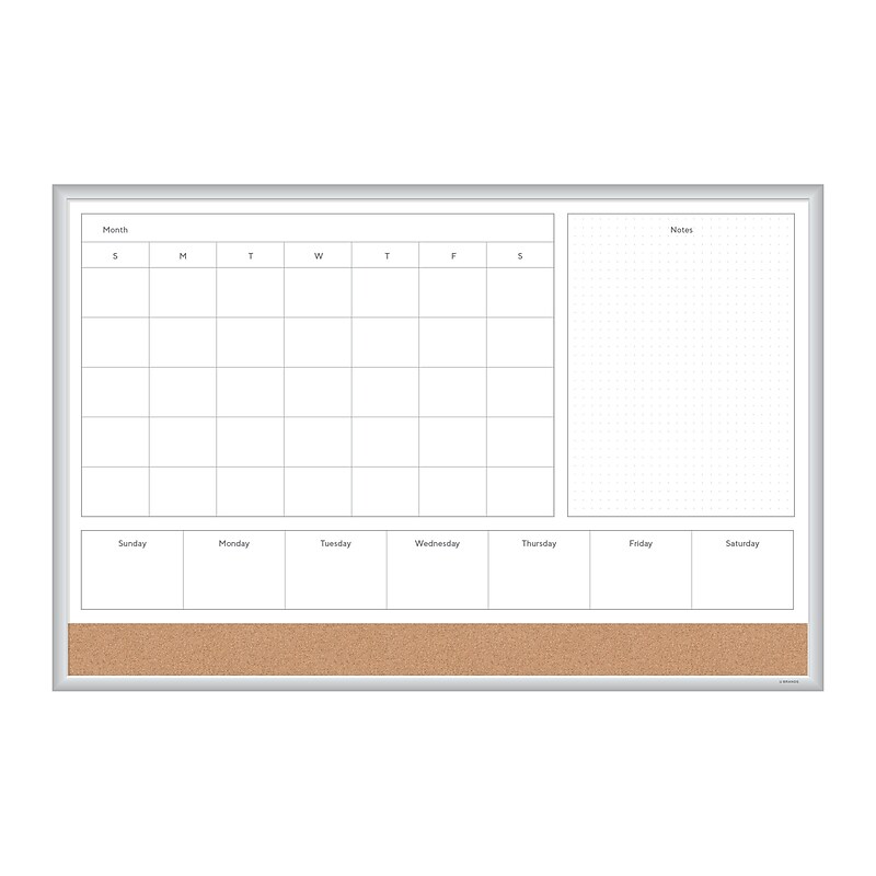 U Brands 4N1 Cork & Dry-Erase Whiteboard, Aluminum Frame, 3' x 2' (3891U00-01) image 1