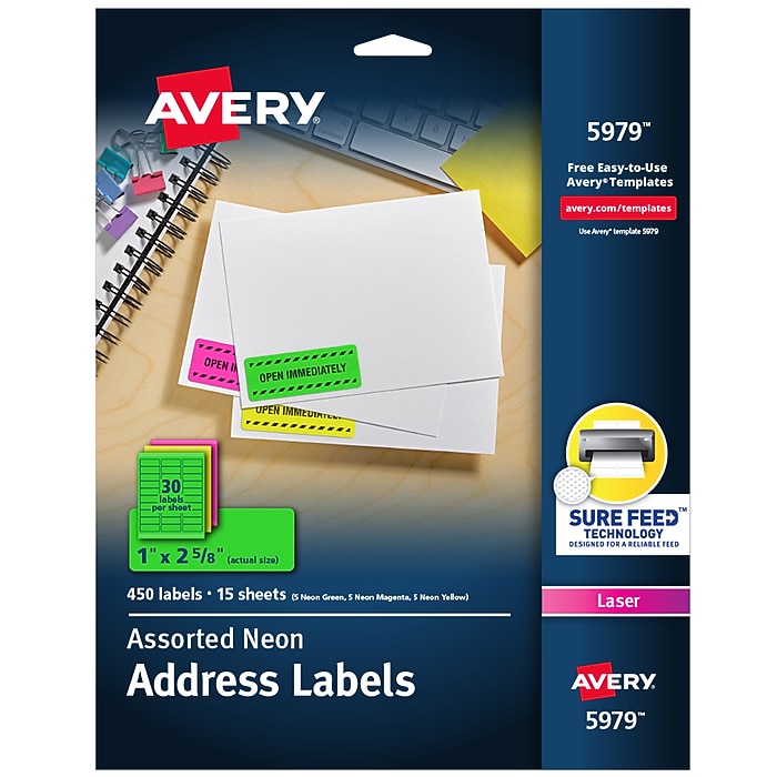 Avery Sure Feed Laser Address Labels, 1
