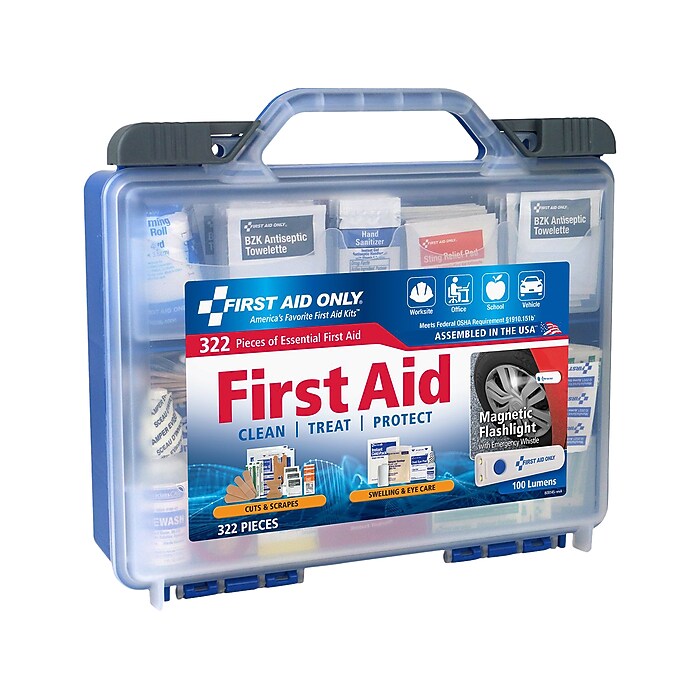 First Aid Only Plastic First Aid Kit, 50 People, 322 Pieces (91414