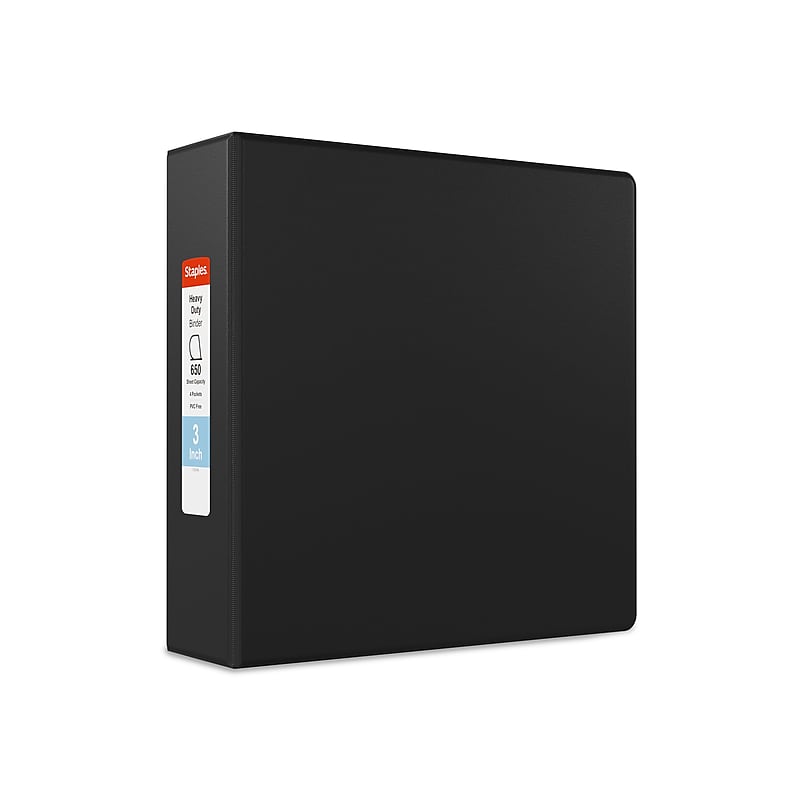 Staples Heavy Duty 3" 3-Ring Non-View Binder, D-Ring, Black (ST56241-CC) image 1
