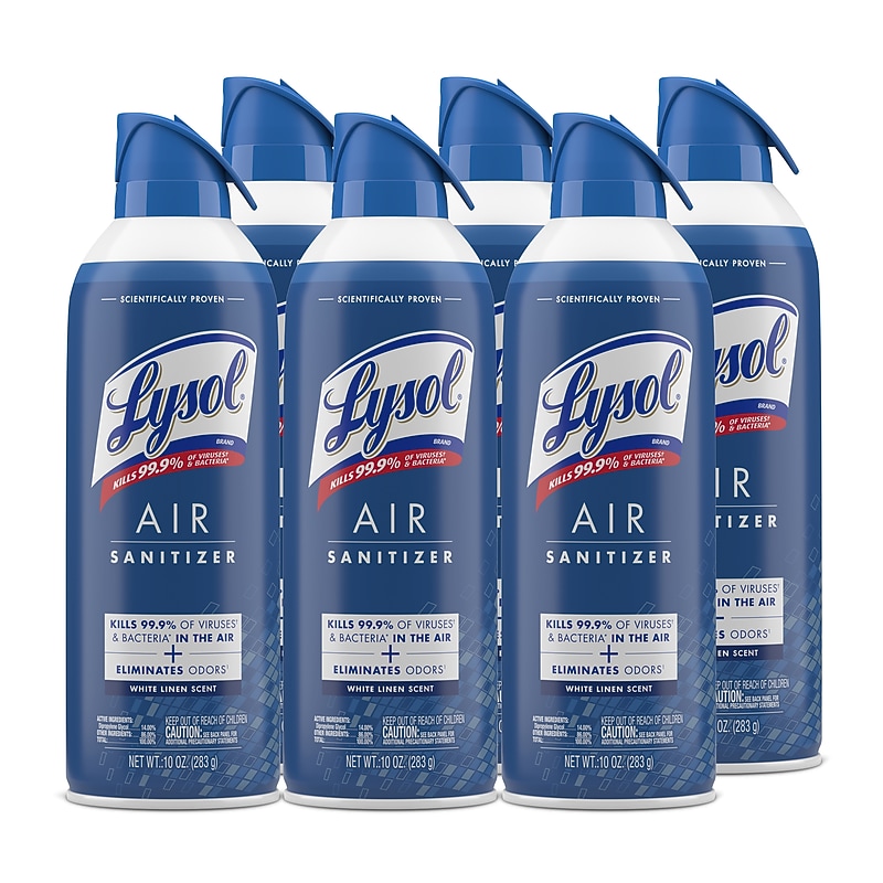 Lysol Air Sanitizer Spray, White Linen Scent, 10 oz., 6/Carton (19200-99351) image 1
