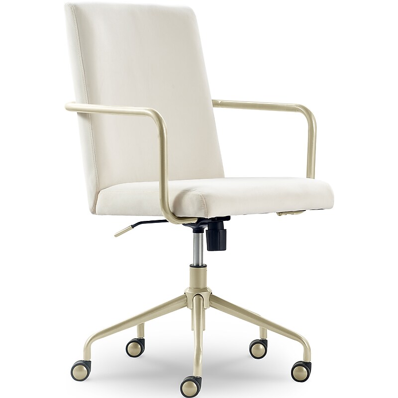Elle Decor Giselle Fabric Computer and Desk Chair, Cream/Gold (CHR10058D) image 1