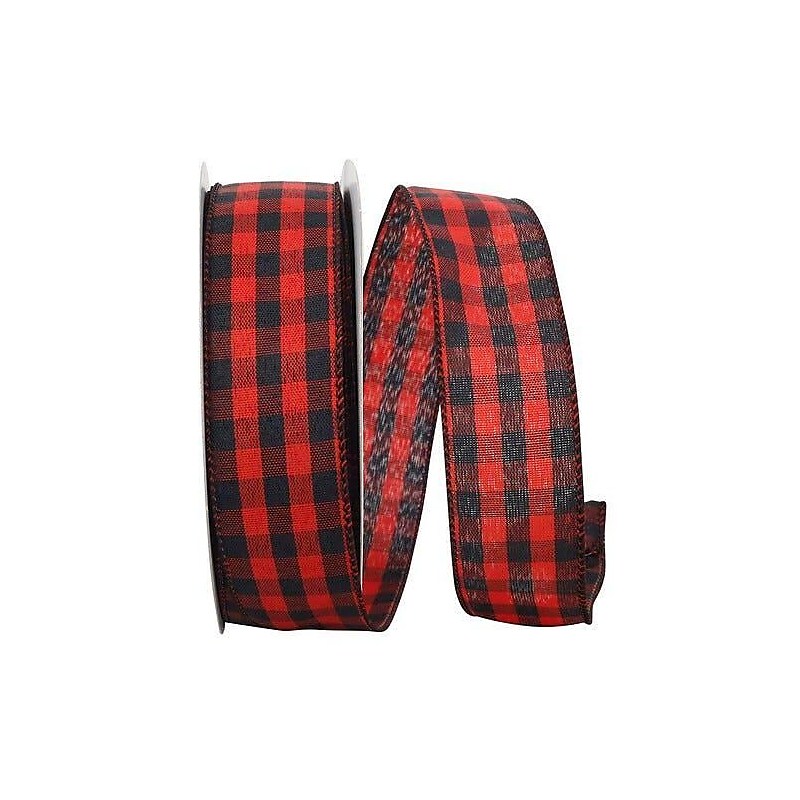 JAM Paper Ribbon, Candy Apple Red/Black Buffalo (52640348882) image 1