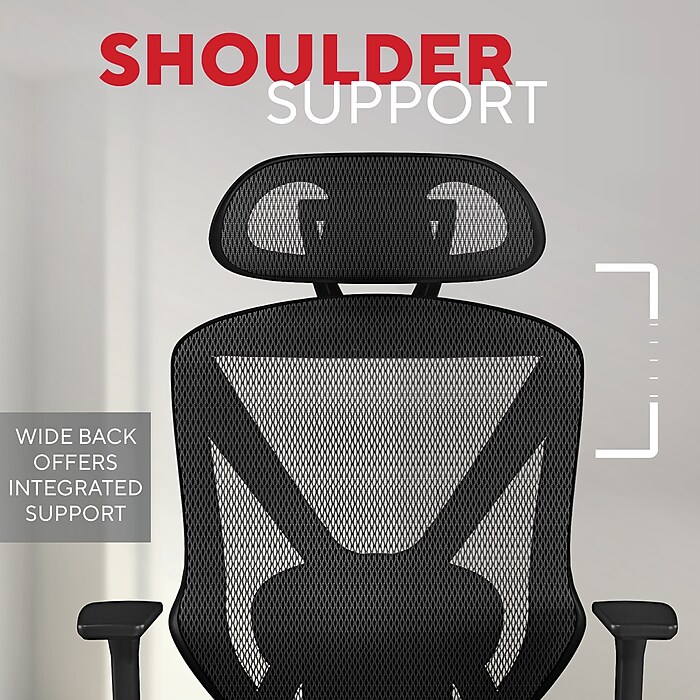 Staples® Dexley Ergonomic Mesh Swivel Task Chair, Black (UN56946