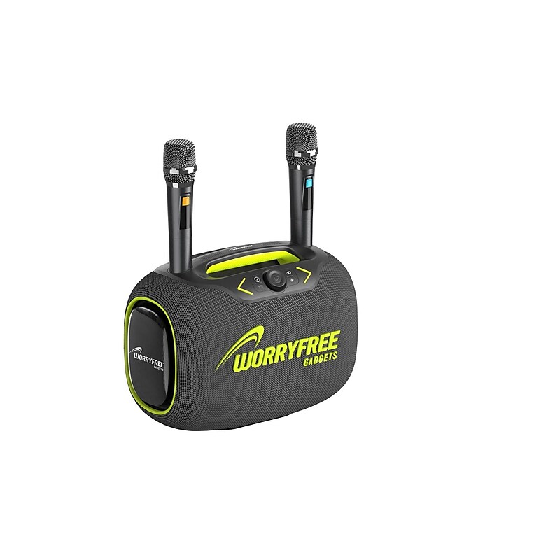 Worryfree Gadgets Party Box Wireless Bluetooth Portable Speaker with 2 Mics & Tripod, Water Resistant, Gray (WPB2-GRY) image 1