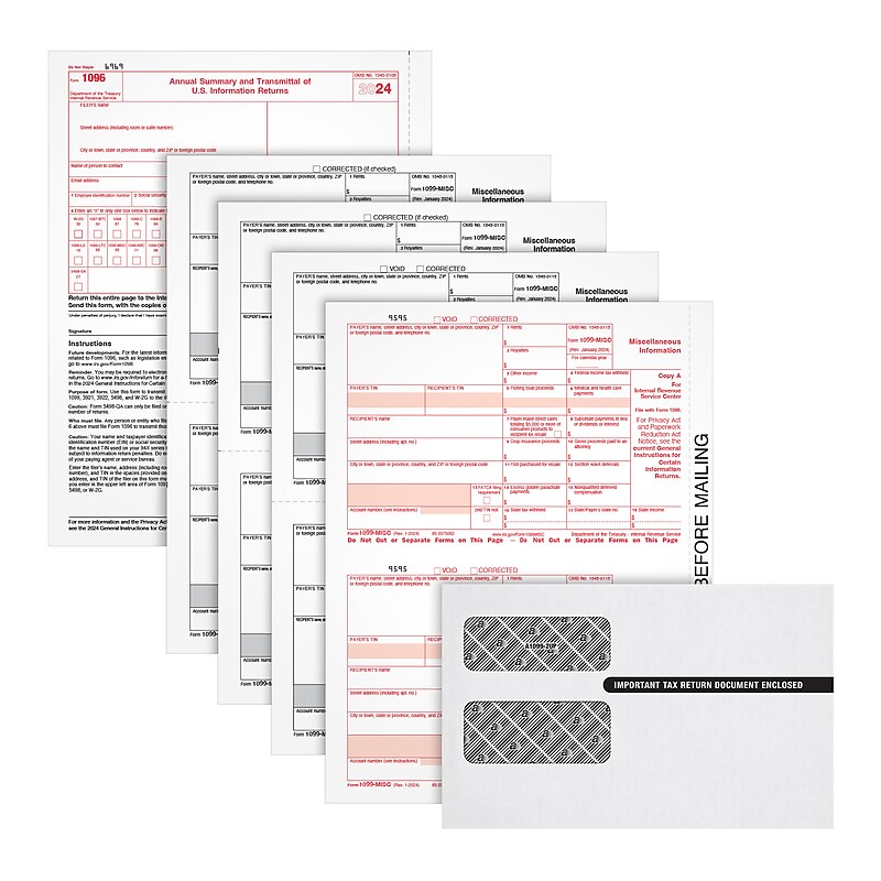 Adams 2024 1099-MISC 4-Part Laser/Inkject Tax Forms with Envelopes and software, 50/pack (LMISC425Q) image 1