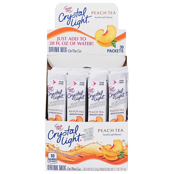 Crystal Light On The Go Peach Tea Powder, 0.09 Oz., 30/Box (00797
