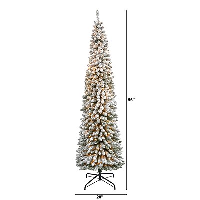 Nearly Natural 8' Flocked Pencil Artificial Christmas Tree - Thumbnail 2