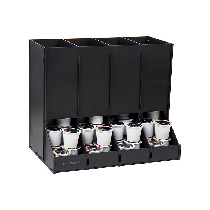 Mind Reader Plastic 4-Compartment Single Serve Coffee Pod Dispenser, 120 Pod Capacity, Black (CPODBK-BLK) image 1