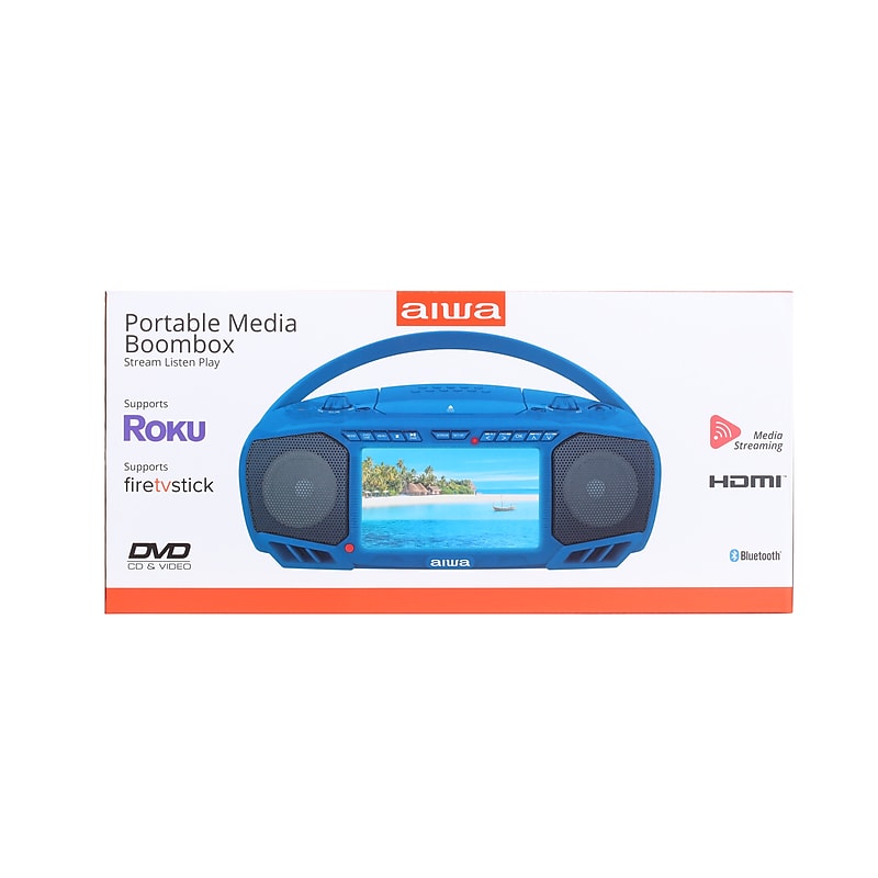 Aiwa Wireless Bluetooth Portable Media Boombox, Navy (AI7001-NVY-STK-2) image 1