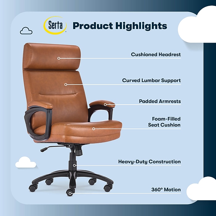 Serta Comfort Big & Tall Ergonomic Bonded Leather Swivel Executive