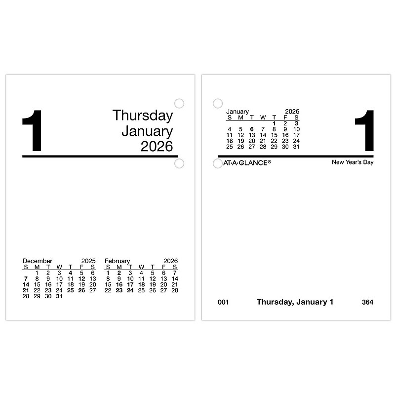2026 AT-A-GLANCE 3.75" x 3" Daily Calendar Refill Pages, White/Black (E919-50-26) image 1