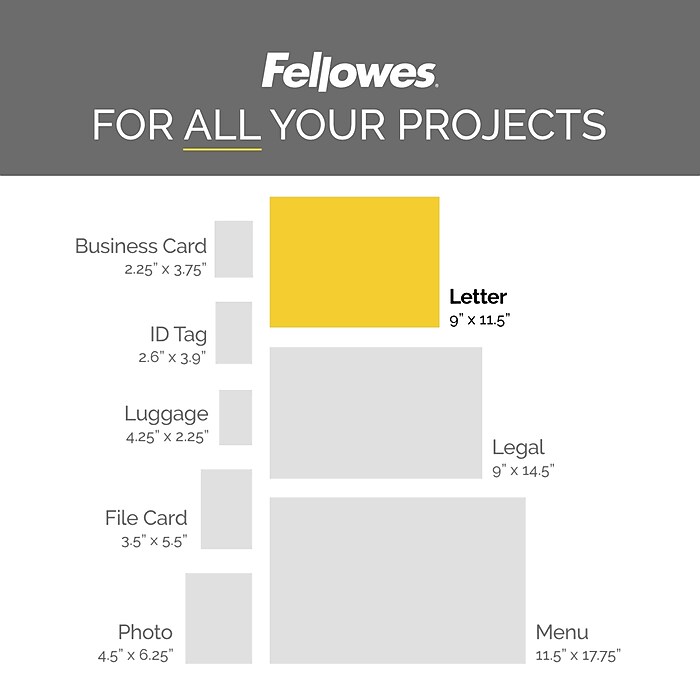 Fellowes Thermal Laminating Pouches, Letter Size, 5 Mil, 100/Pack