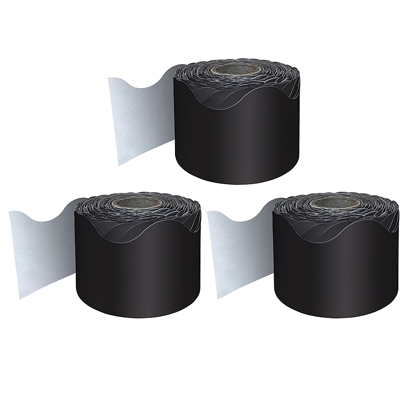 Carson Dellosa Education Rolled Scalloped Border, 2-1/4"x 65', Black, 3/Bundle (CD-108472-3) image 1