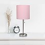 Simple Designs 19.5" LED Table Lamp, Brushed Steel/Light Pink Shade (LT2024-LPK-CCLB)~#|#~78F6E806-885B-48D3-97C4EF6D7ECB6E7B_sc7